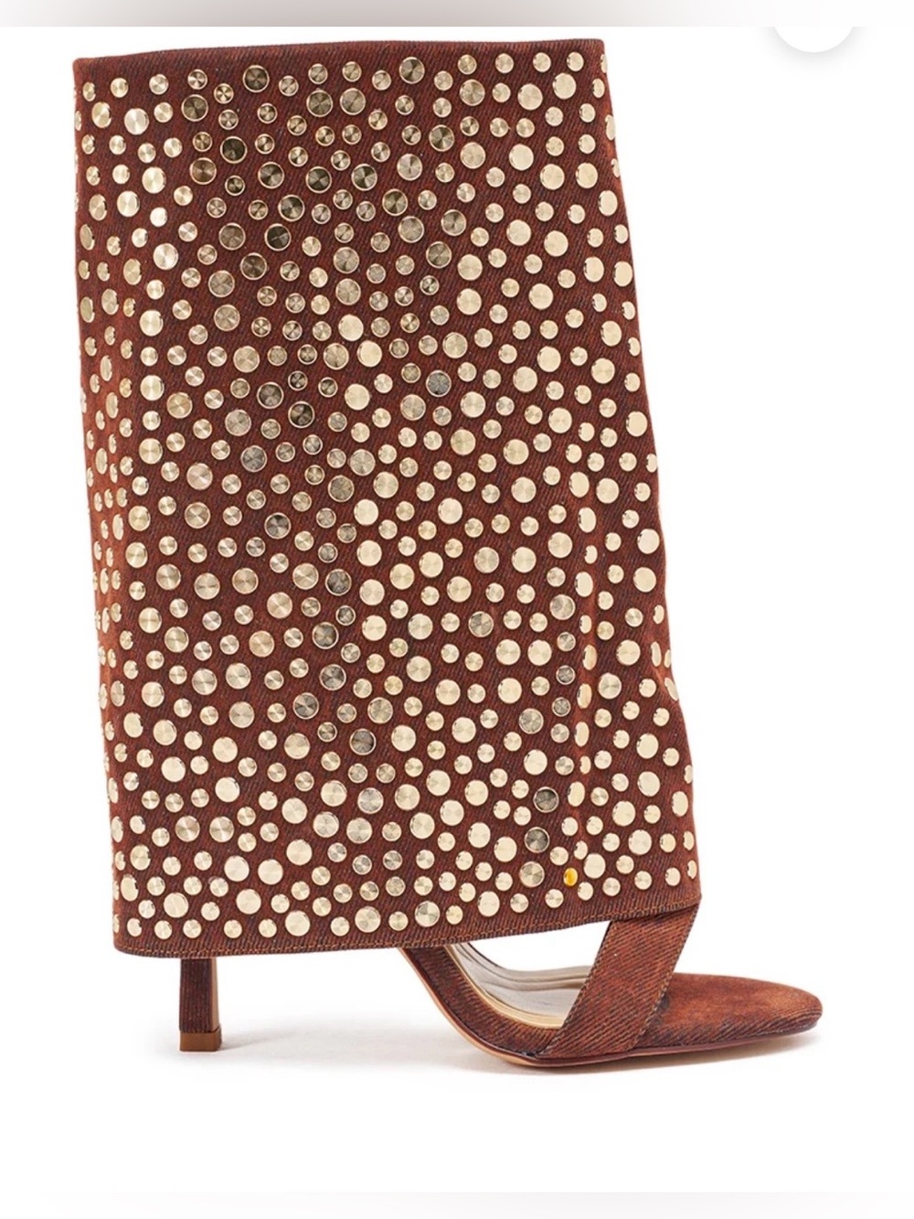 AKIRA Brown Studded High-Heel Sandal